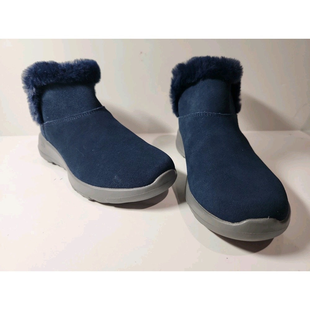 Ankle Boots Size 8.5 M Suede Navy Blue Skechers On The Go  Joy No Box